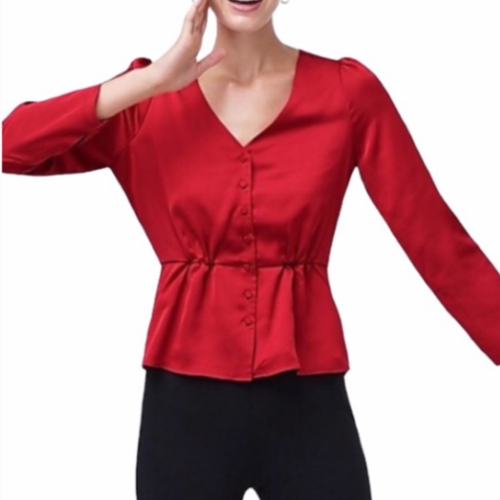 J.Crew Factory Satin Back V-Neck Blouse Size 8 NWT